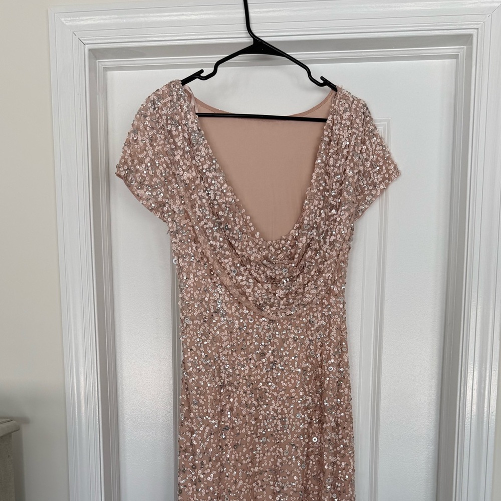Adrianna Papell Blush Sequin Dress with Scoop Back - Picture 2 of 3